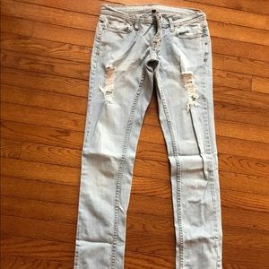 Skinny leg ripped jeans